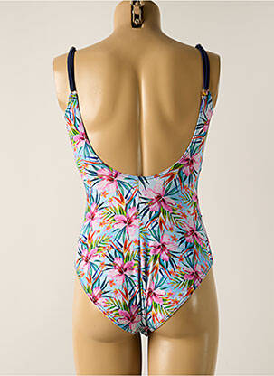 Costum de baie dintr-o singură piesă efect material satinat top sutien modelat albastru MISS CARAÏBES femeie
