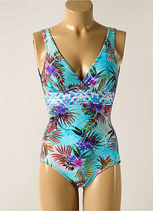 Costum de baie dintr-o singură piesă efect material satinat top triunghiuri albastru SUN PLAYA femeie