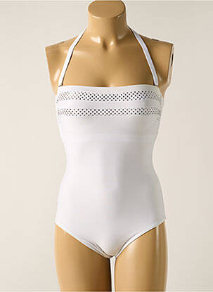 Costum de baie dintr-o singură piesă bretele elastice detașabile top bentiță alb TESSY femeie