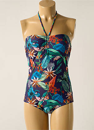 Costum de baie dintr-o singură piesă efect material satinat albastru LAGON BLEU femeie