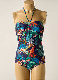 Costum de baie dintr-o singură piesă efect material satinat albastru LAGON BLEU femeie