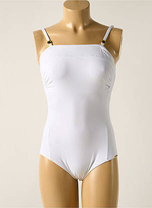 Costum de baie dintr-o singură piesă bretele elastice detașabile top bentiță alb MISS CARAÏBES femeie