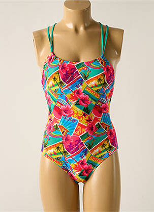Costum de baie dintr-o singură piesă imprimeu tie and dye roz OLYMPIA fată