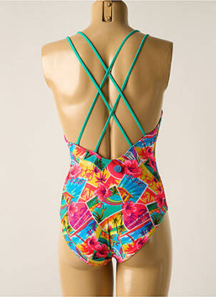 Costum de baie dintr-o singură piesă imprimeu tie and dye roz OLYMPIA fată