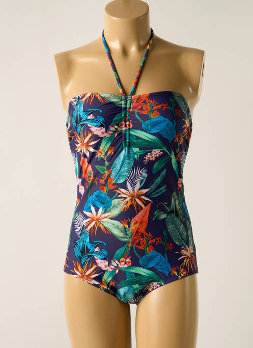 Costum de baie dintr-o singură piesă efect material satinat albastru LAGON BLEU femme