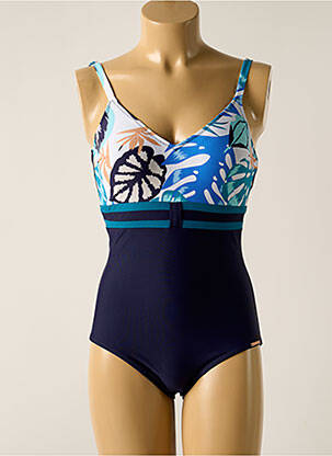 Costum de baie dintr-o singură piesă efect material satinat top sutien modelat albastru YSABEL MORA femeie