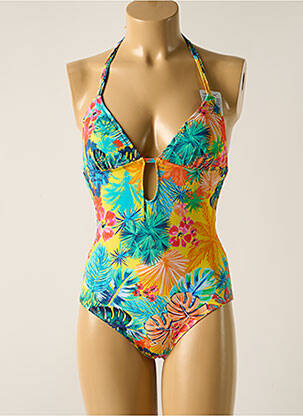 Costum de baie dintr-o singură piesă imprimeu fantezie top sutien modelat albastru CHERRY BEACH femeie