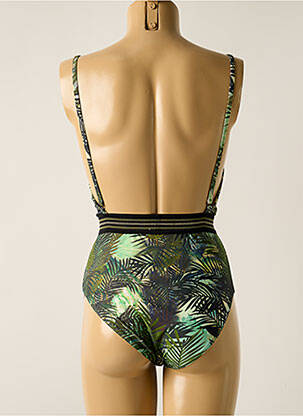 Costum de baie dintr-o singură piesă imprimeu fantezie top triunghiuri verde OLYMPIA femeie