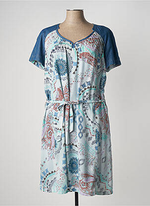 Rochie midi imprimeu floral mâneci scurte albastru TERRE DE FÉES femeie