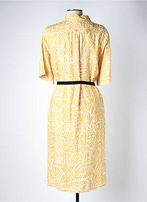 Rochie midi imprimeu fantezie mâneci scurte galben MAT DE MISAINE femeie