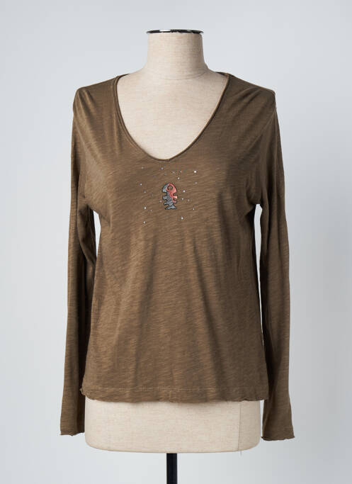 Top guler în v mâneci lungi verde DIPLODOCUS femme