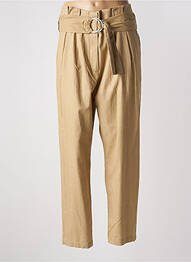Pantalon drept talie cu cleme talie înaltă bej IKKS femme