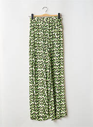 Pantalon larg țesătură poplin talie înaltă verde SUNCOO femme