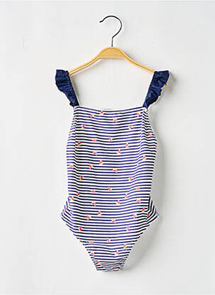 Costum de baie dintr-o singură piesă efect material satinat albastru BORABORA fată