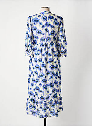 Rochie lungă imprimeu floral mâneci 3/4 albastru COTTONADE femeie