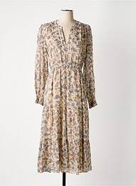 Rochie midi croială fluidă mâneci lungi bej GERARD DAREL femeie