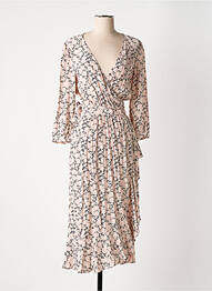 Rochie midi imprimeu floral mâneci 3/4 roz IDANO femme