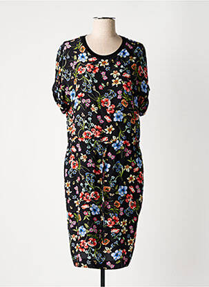 Rochie midi imprimeu floral mâneci scurte negru GERARD DAREL femeie