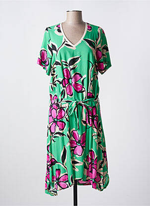 Rochie midi imprimeu floral mâneci scurte verde FRANCK ANNA femeie