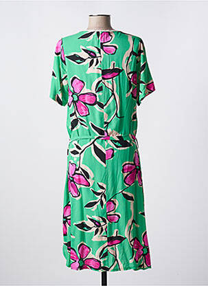 Rochie midi imprimeu floral mâneci scurte verde FRANCK ANNA femeie