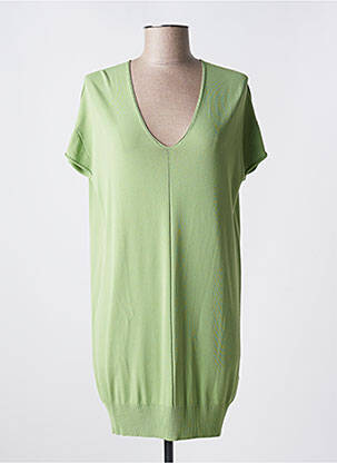 Rochie pulover strânsă pe partea de jos mâneci scurte verde CARTA LIBERA femeie