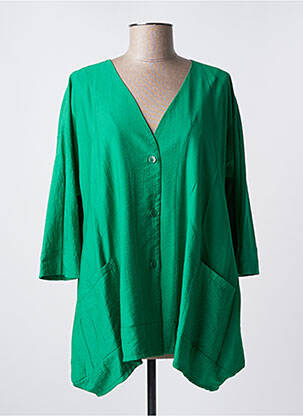 Cămașă țesătură crep mâneci 3/4 verde FRANCK ANNA femeie