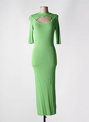 Rochie pulover croială cambrată mâneci 3/4 verde RELISH femeie