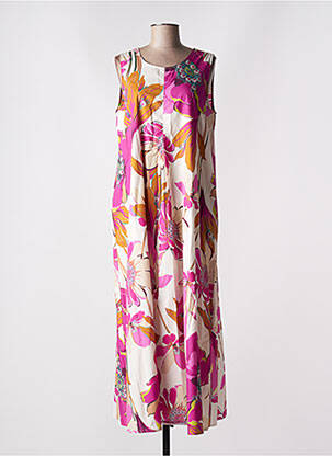 Rochie lungă roz MARIE LA LUNE femeie