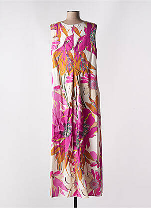 Rochie lungă imprimeu floral fără mâneci roz MARIE LA LUNE femeie