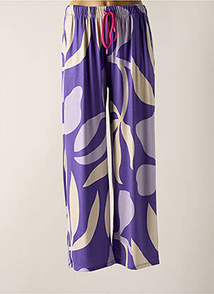 Pantalon larg croială fluidă talie înaltă violet SCORZZO femeie