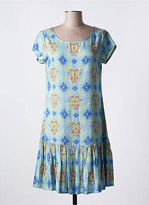 Rochie midi imprimeu floral mâneci scurte albastru AGATHE & LOUISE femeie