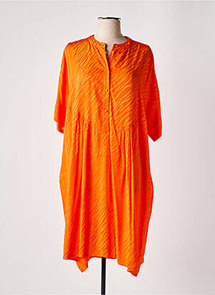 Rochie midi mâneci 3/4 mâneci 3/4 portocalie SELECTED femeie