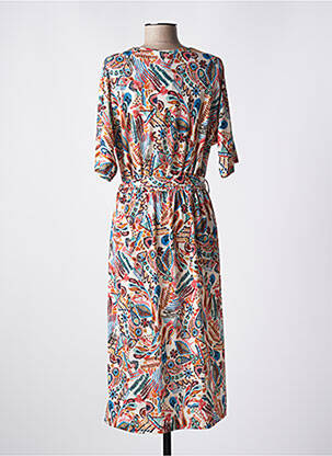 Rochie midi imprimeu floral mâneci scurte bej DIANE LAURY femeie