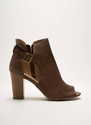 Botine/ghete material neted toc de 4 la 6 cm maro JUSTFAB femeie