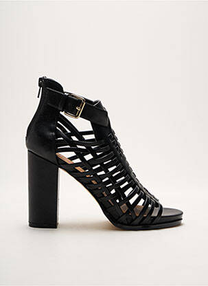 Sandale/pantofi decupați material neted toc de 7 la 9 cm negru JUSTFAB femeie