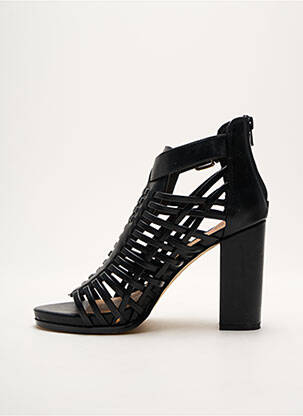 Sandale/pantofi decupați material neted toc de 7 la 9 cm negru JUSTFAB femeie