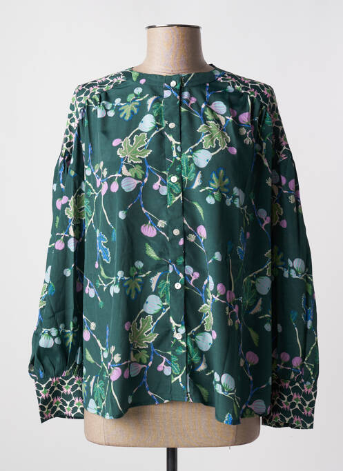 Cămașă imprimeu floral mâneci lungi verde ANGE femme