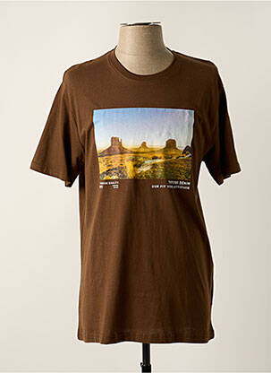 Tricou croială dreaptă mâneci scurte maro TIFFOSI bărbat
