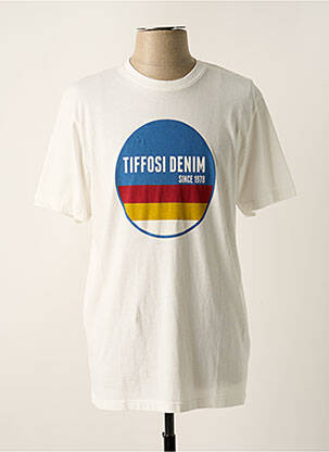 Tricou croială dreaptă mâneci scurte alb TIFFOSI bărbat