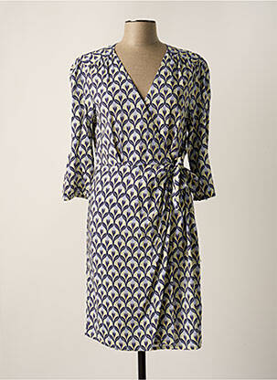 Rochie midi mâneci 3/4 mâneci 3/4 albastru JULIE GUERLANDE femeie