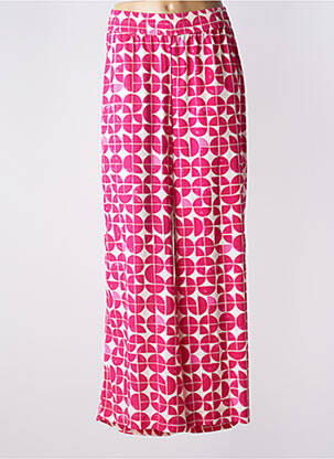 Pantalon drept talie elastică roz ICHI femeie