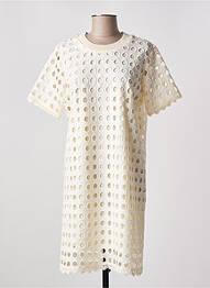 Rochie midi mâneci scurte mâneci scurte bej ELLI WHITE femeie