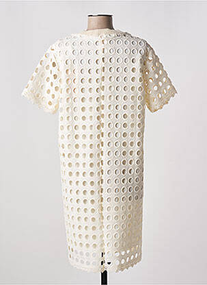 Rochie midi mâneci scurte mâneci scurte bej ELLI WHITE femeie