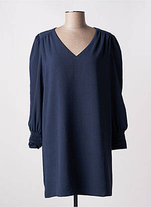 Rochie scurtă croială fluidă mâneci lungi albastru I.CODE (By IKKS) femeie