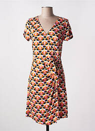 Rochie midi imprimeu fantezie mâneci scurte portocaliu LOLA ESPELETA femme
