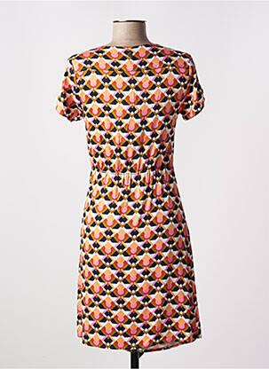 Rochie midi imprimeu fantezie mâneci scurte portocaliu LOLA ESPELETA femeie