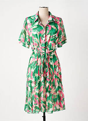 Rochie midi croială fluidă mâneci scurte verde LATINO femeie