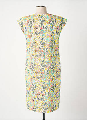 Rochie midi imprimeu floral mâneci scurte galben GUY DUBOUIS femeie