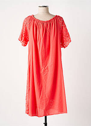 Rochie midi mâneci scurte mâneci scurte roz COULEURS DU TEMPS femeie