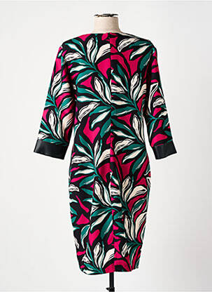 Rochie midi imprimeu floral mâneci 3/4 roz GRIFFON femeie